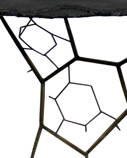 51" Black Stone Abstract Console Table