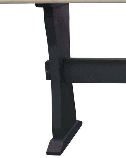 70" Ivory and Black Genuine Marble Trestle Console Table