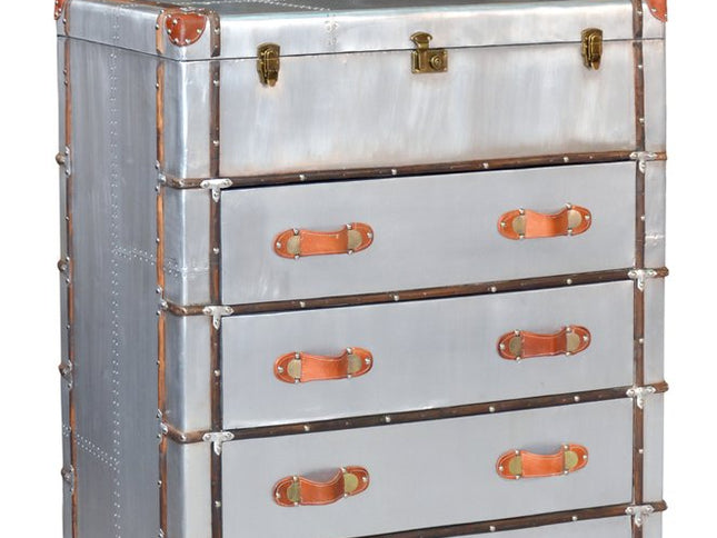 42" Silver Aluminum Four Drawer Dresser