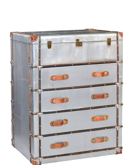 42" Silver Aluminum Four Drawer Dresser