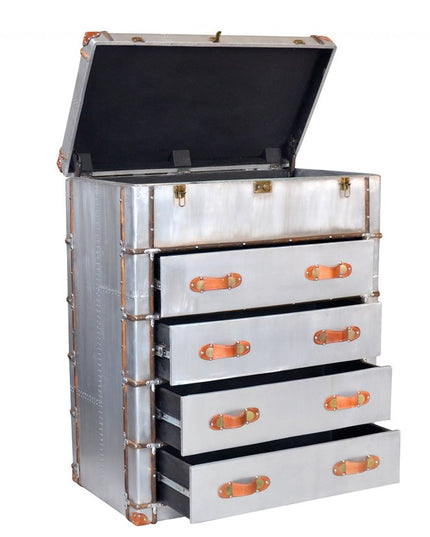 42" Silver Aluminum Four Drawer Dresser