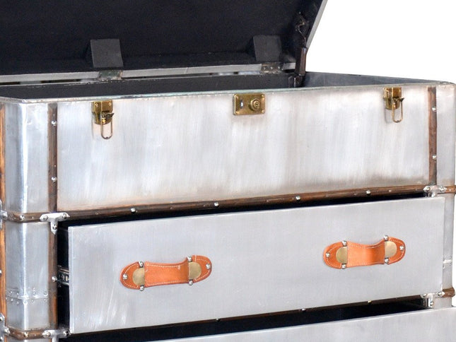 42" Silver Aluminum Four Drawer Dresser