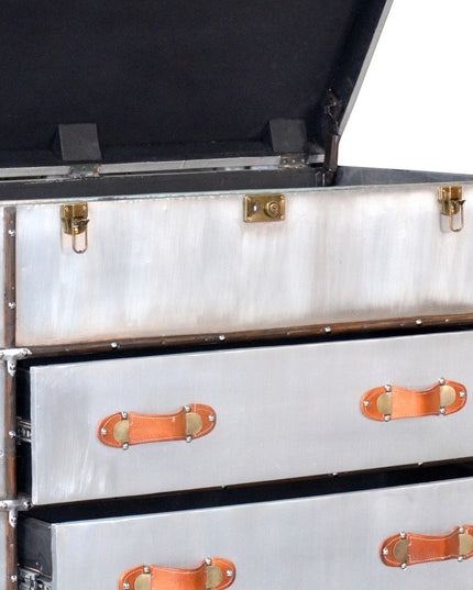 42" Silver Aluminum Four Drawer Dresser