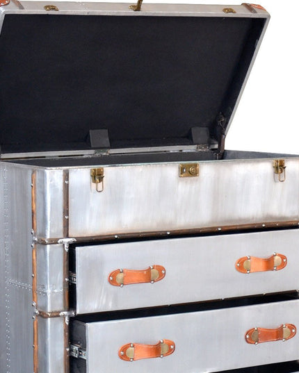 42" Silver Aluminum Four Drawer Dresser