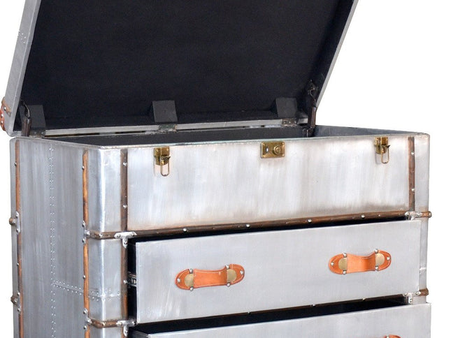 42" Silver Aluminum Four Drawer Dresser