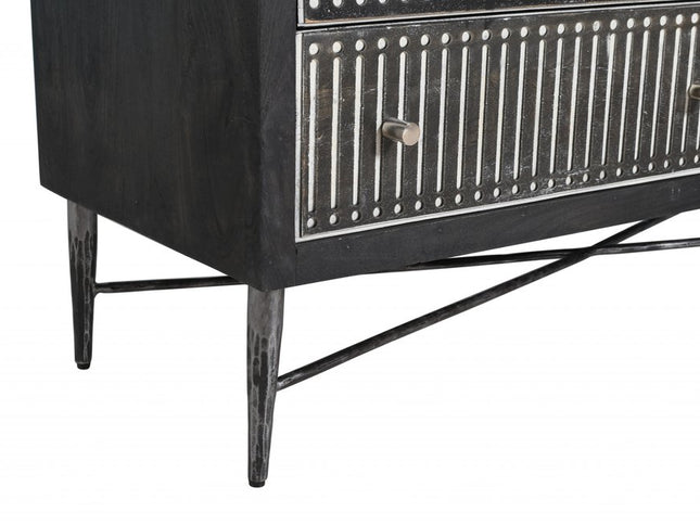 48" Antique Brown Solid Wood Six Drawer Double Dresser