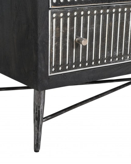 48" Antique Brown Solid Wood Six Drawer Double Dresser