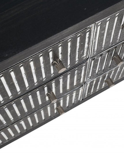 48" Antique Brown Solid Wood Six Drawer Double Dresser