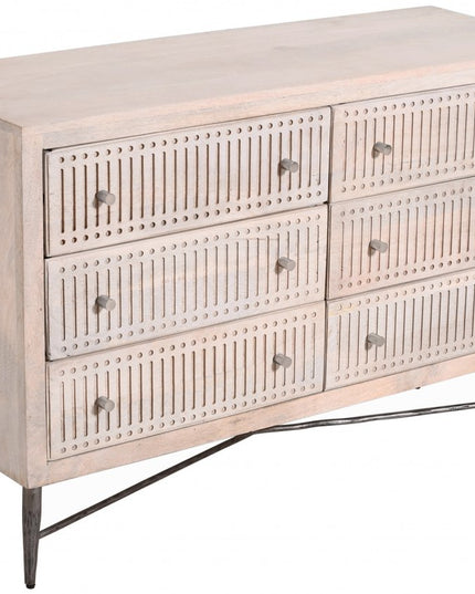 48" Brushed Ivory Solid Wood Six Drawer Double Dresser