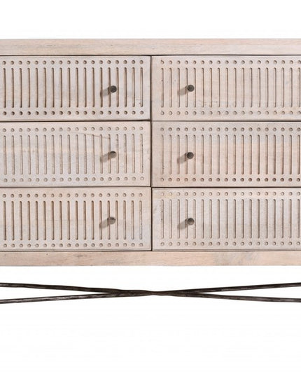 48" Brushed Ivory Solid Wood Six Drawer Double Dresser