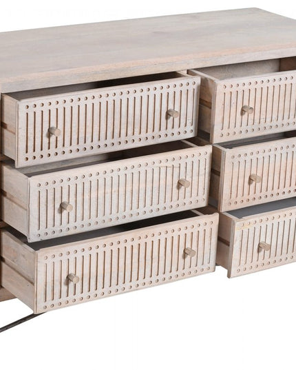 48" Brushed Ivory Solid Wood Six Drawer Double Dresser