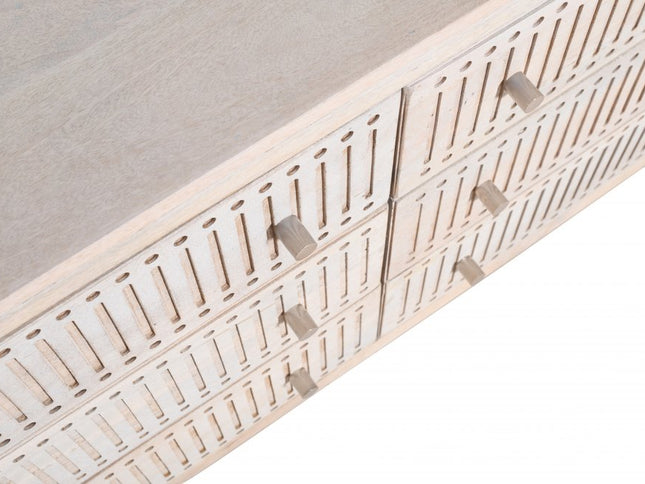 48" Brushed Ivory Solid Wood Six Drawer Double Dresser