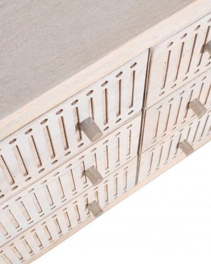 48" Brushed Ivory Solid Wood Six Drawer Double Dresser