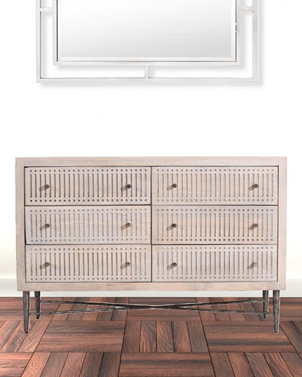 48" Brushed Ivory Solid Wood Six Drawer Double Dresser