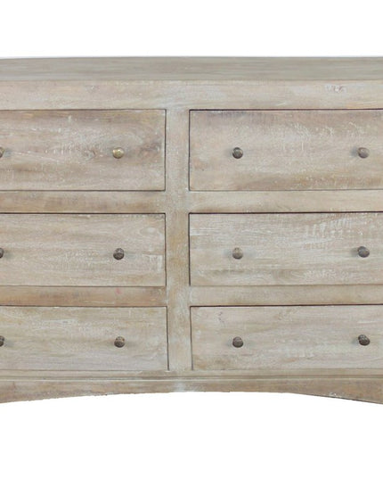 60" Brown Solid Wood Six Drawer Double Dresser