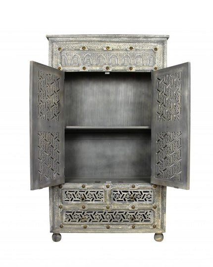 42" Aged Gray Solid Wood Three Drawer Gentleman's Chest