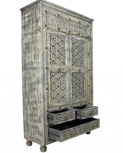 42" Aged Gray Solid Wood Three Drawer Gentleman's Chest