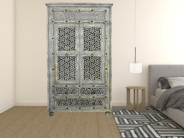 42" Aged Gray Solid Wood Three Drawer Gentleman's Chest