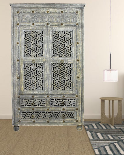 42" Aged Gray Solid Wood Three Drawer Gentleman's Chest