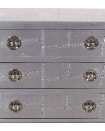 42" Silver Aluminum Three Drawer Dresser