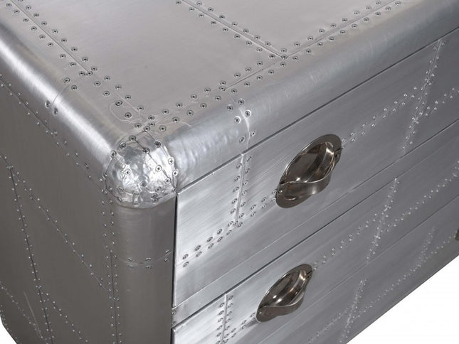 42" Silver Aluminum Three Drawer Dresser