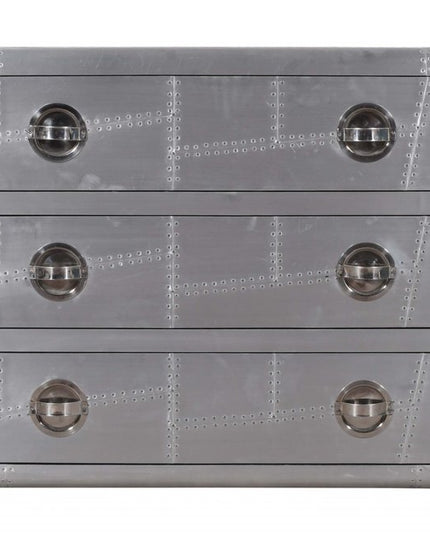 42" Silver Aluminum Three Drawer Dresser