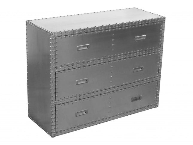 42" Silver Aluminum Three Drawer Dresser