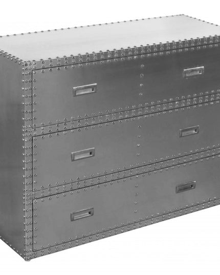 42" Silver Aluminum Three Drawer Dresser