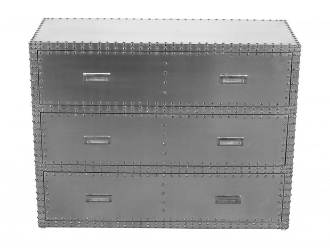 42" Silver Aluminum Three Drawer Dresser