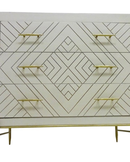 38" Ivory Solid Wood Three Drawer Dresser
