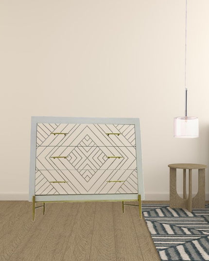 38" Ivory Solid Wood Three Drawer Dresser