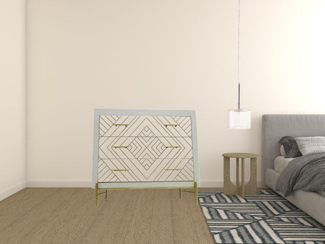 38" Ivory Solid Wood Three Drawer Dresser