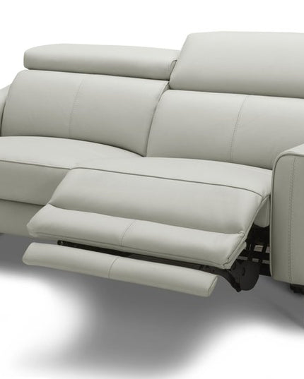 60" Gray And Black Top Grain Leather Power Reclining Loveseat