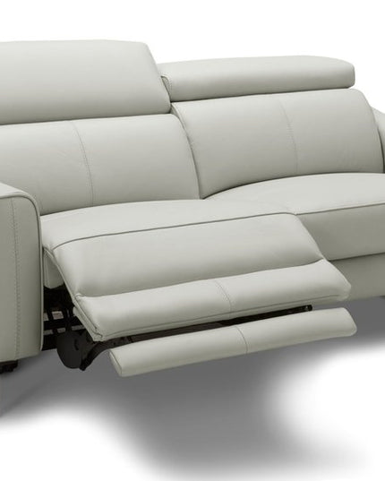 60" Gray And Black Top Grain Leather Power Reclining Loveseat