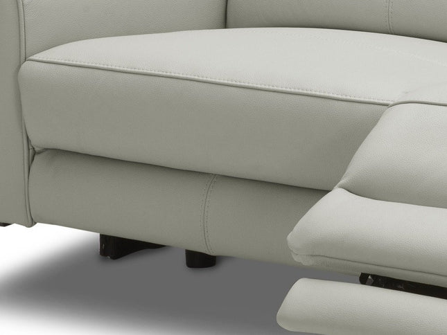 60" Gray And Black Top Grain Leather Power Reclining Loveseat