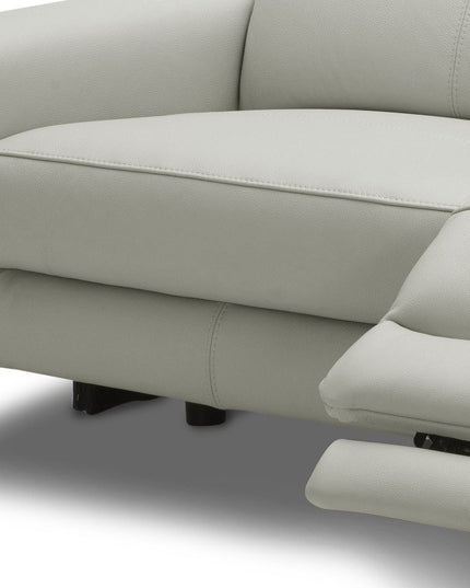 60" Gray And Black Top Grain Leather Power Reclining Loveseat