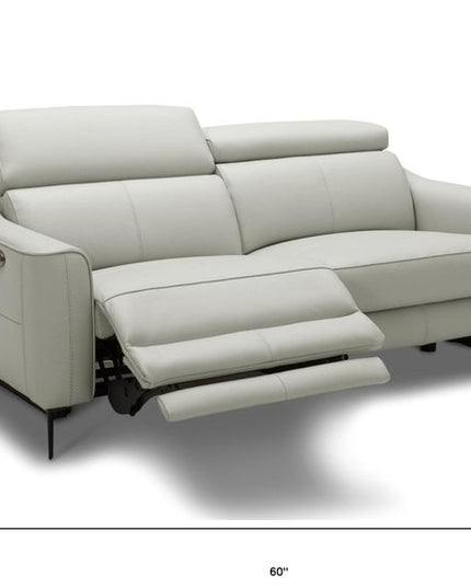 60" Gray And Black Top Grain Leather Power Reclining Loveseat