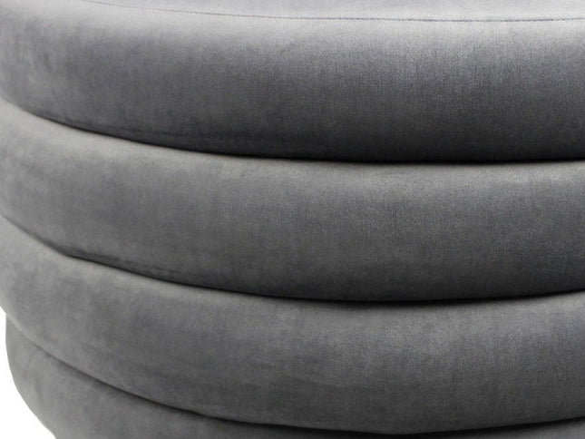 31" Gray Velvet Tufted Round Cocktail Ottoman