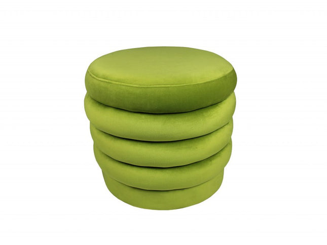 21" Green Velvet Tufted Round Cocktail Ottoman