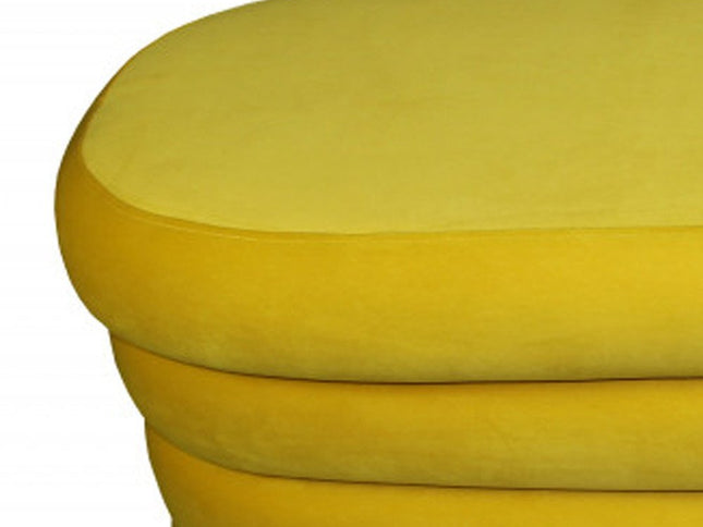 44" Yellow Velvet Tufted Oval Ottoman