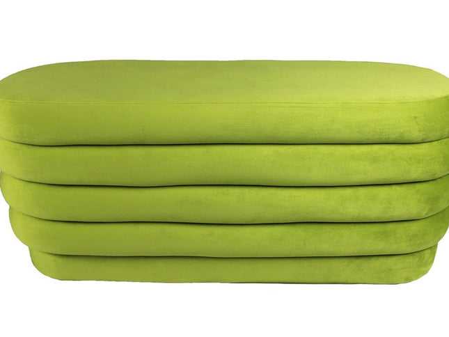 44" Green Velvet Tufted Oval Ottoman