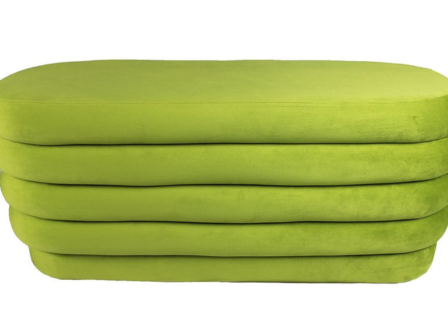 44" Green Velvet Tufted Oval Ottoman