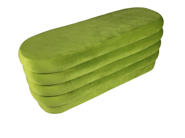 44" Green Velvet Tufted Oval Ottoman