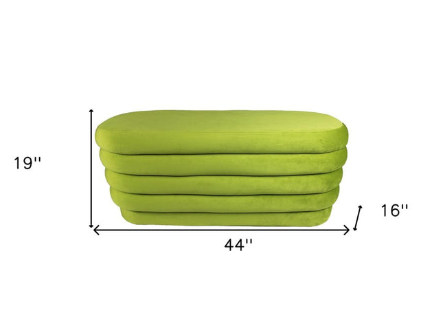 44" Green Velvet Tufted Oval Ottoman
