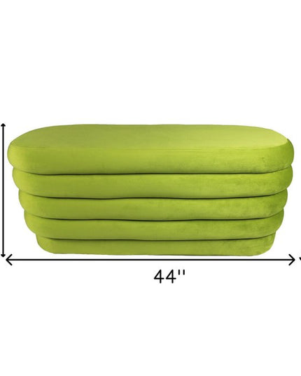 44" Green Velvet Tufted Oval Ottoman