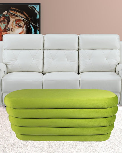 44" Green Velvet Tufted Oval Ottoman