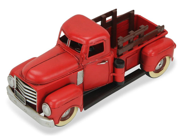 6" Red and Black Metal Hand Painted 1950's Red Truck Model Car