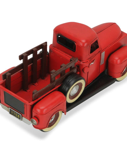 6" Red and Black Metal Hand Painted 1950's Red Truck Model Car
