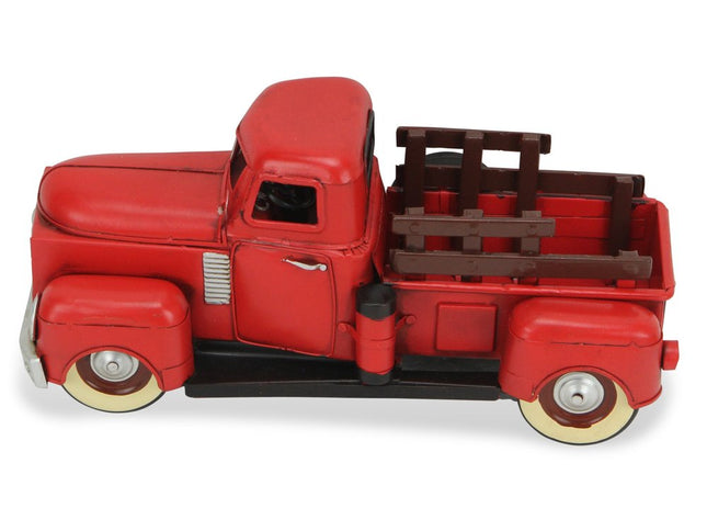 6" Red and Black Metal Hand Painted 1950's Red Truck Model Car
