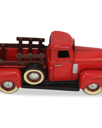 6" Red and Black Metal Hand Painted 1950's Red Truck Model Car